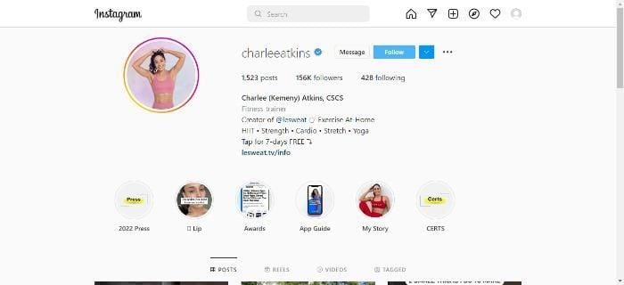 Charlee Atkins Instagram page. 