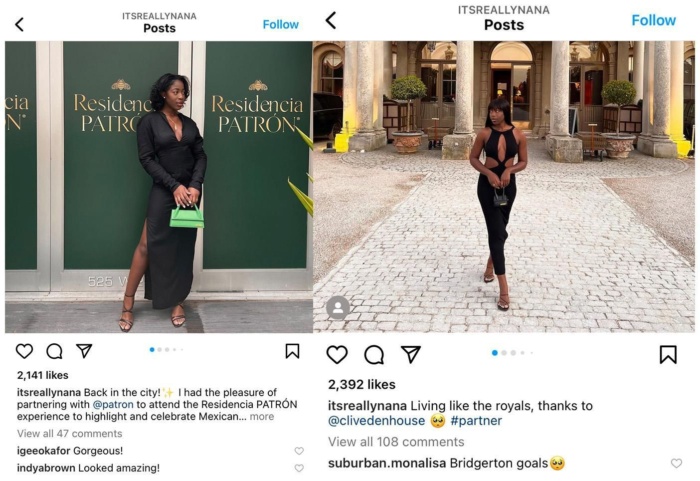 Examples of Instagram captions. 