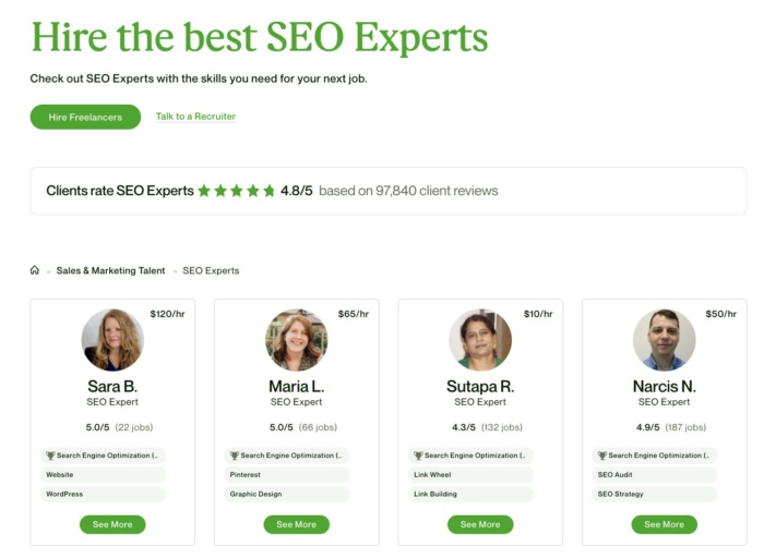 A job board with various seo consultants.