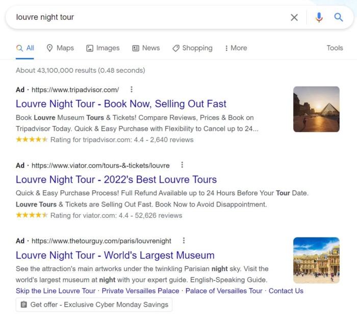 نتایج جستجوی گوگل برای "تور شبانه لوور"