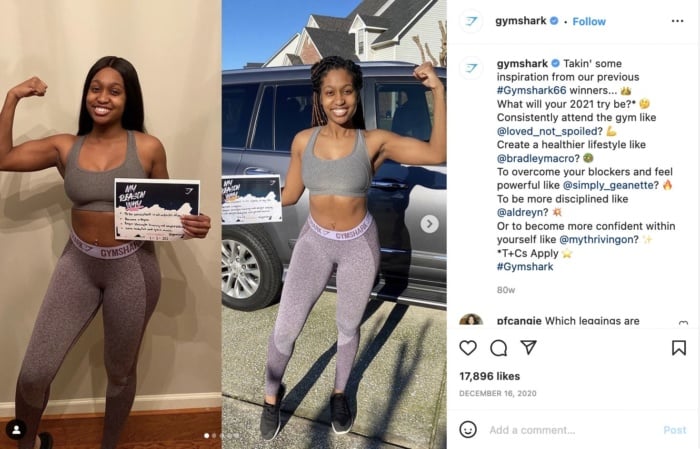 An illustration  Influencer selling  instagram station  from Gymshark. 