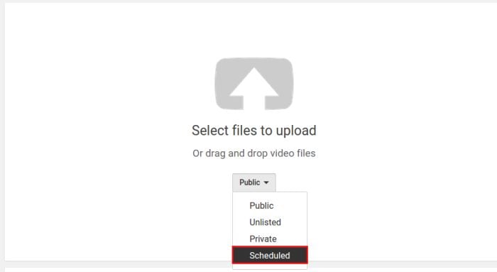 An image of the YouTube video scheduling feature when posting a video. 