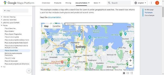 A representation  of Sydney, Australia from Google Maps. 