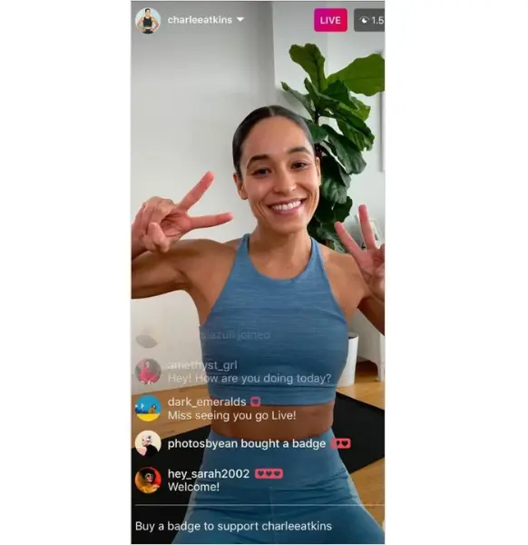 A live badge on Instagram.