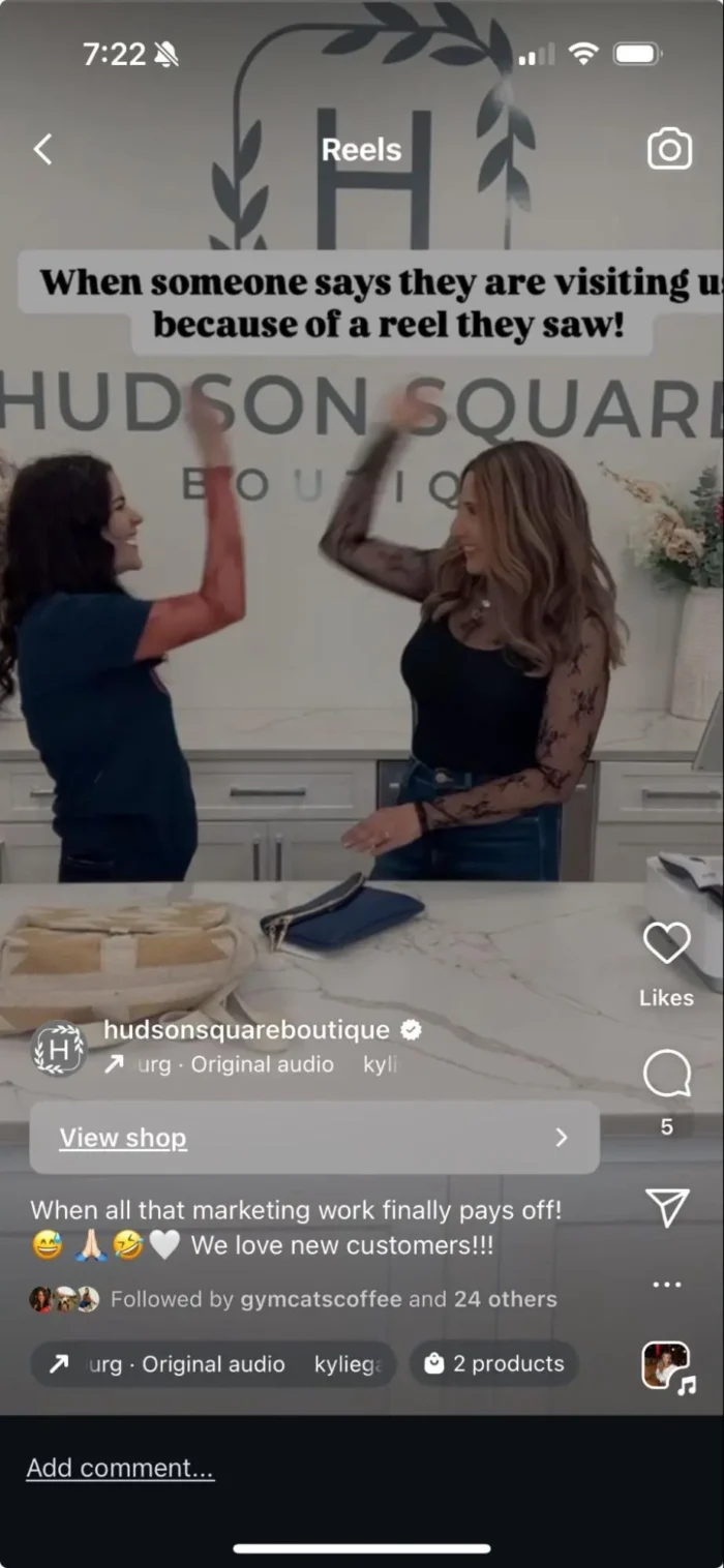 An Instagram story with an integrated shop function.