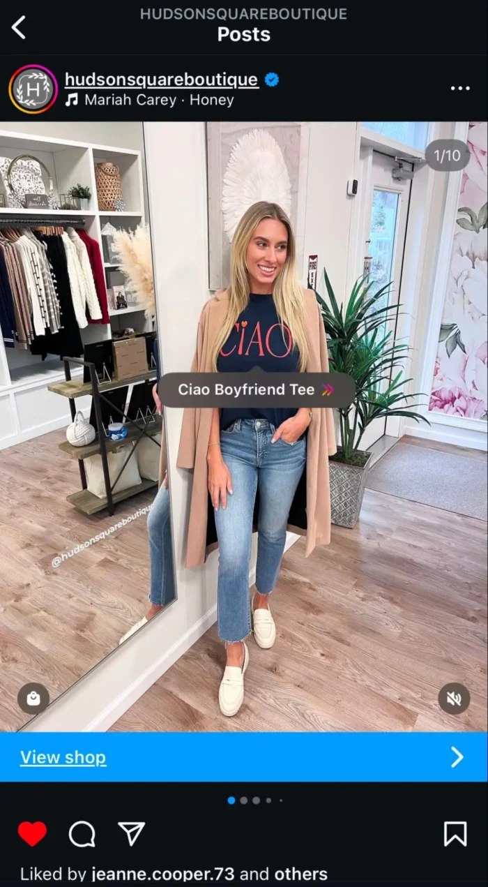 An Instagram post from Hudson Square Boutique.