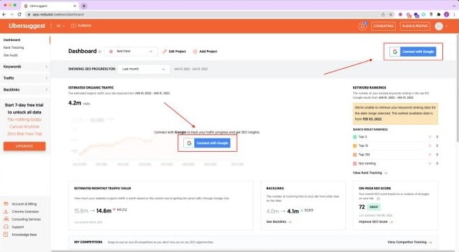 A screenshot of the Ubersuggest SEO audit platform.