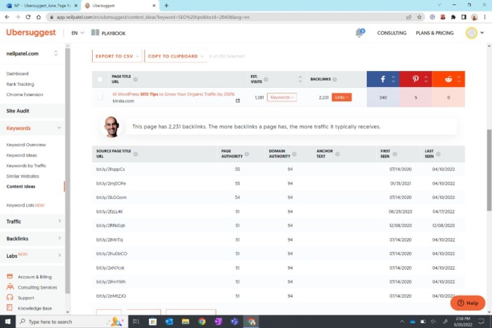 A screenshot of the Ubersuggest SEO audit platform.