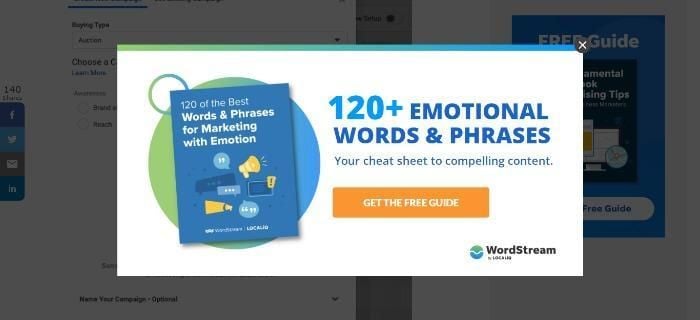 Here's an example of WordStream's online content marketing.