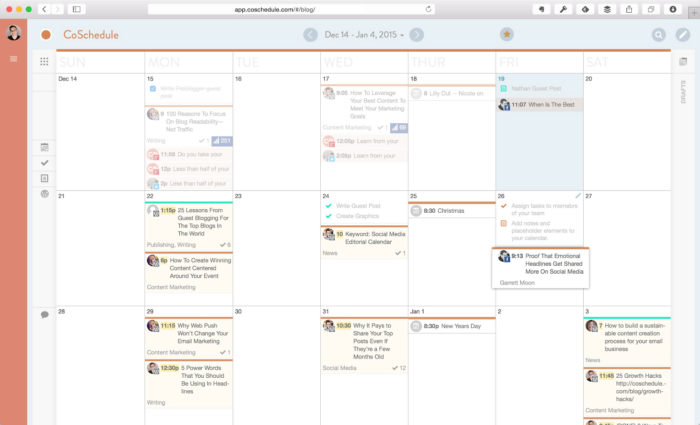 Organize your content with tools likes CoSchedule.