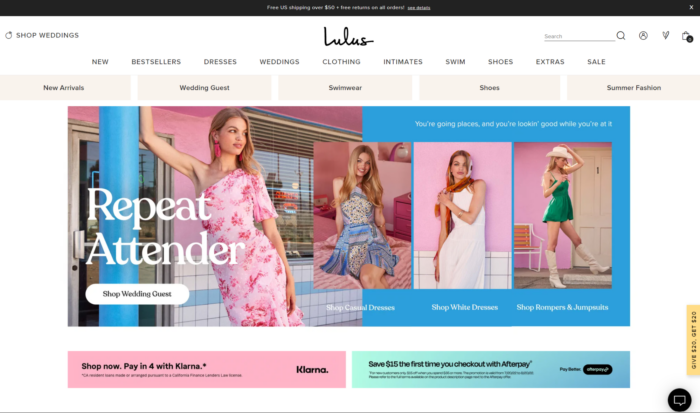 A screenshot of Lulu's webpage.