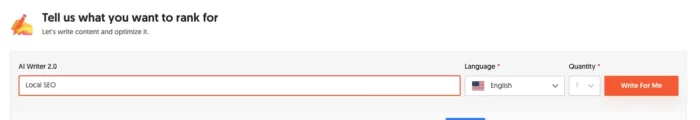 Entering a keyword in AI Writer on Ubersuggest.