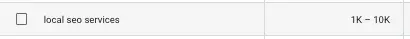Results for Local SEO services in Google Keyword Planner.