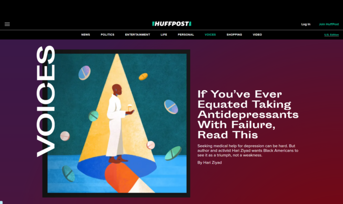 A screenshot of Huffington Post's website.