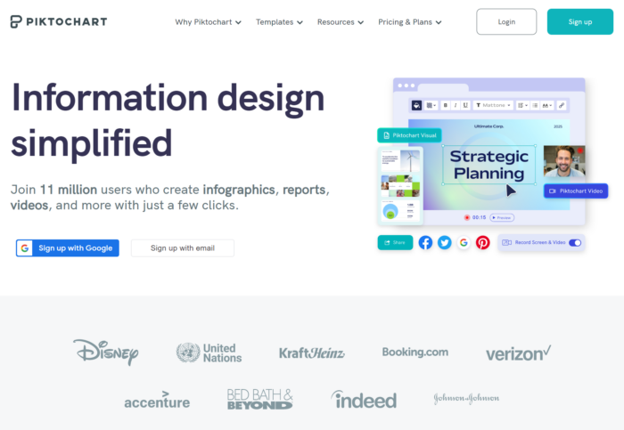 The image editing tool Piktochart is great for creating infographics.