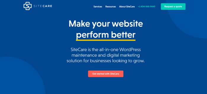 SiteCare is a great WordPress management service to optimize your website performance.
