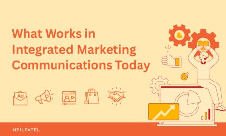 Illustration of various marketing tools and text that reads "What Works in Integrated Marketing Communications Today."
