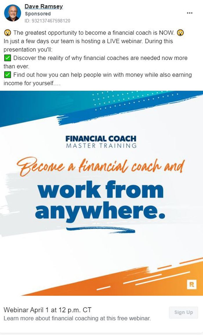 A station  from Dave Ramsey astir  becoming a fiscal  coach. 