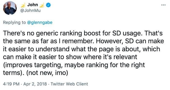 A tweet from John Mu astir  generic ranking. 