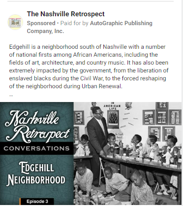 A screenshot of an ad by The Nashville Retrospect, a podcast about Nashville.