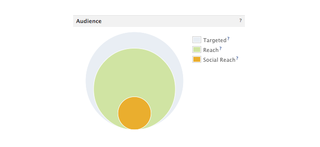 An audience chart that showcases percentage targeted, reached, and social reached. Facebook Ad Management 