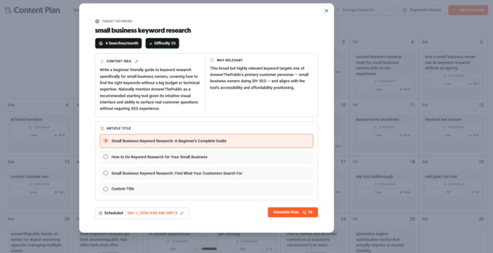 The drafted result of generated content by AnswerThePublic's Content Stuido.