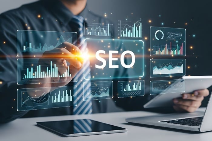 Mãos de um analista de dados trabalhando em estratégias multicanal, refletindo a expertise necessária sobre como escolher uma agência de marketing digital para minha empresa