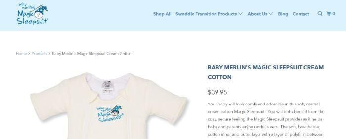 Product page for Baby Merlin's Magic Sleepsuit in Cream Cotton