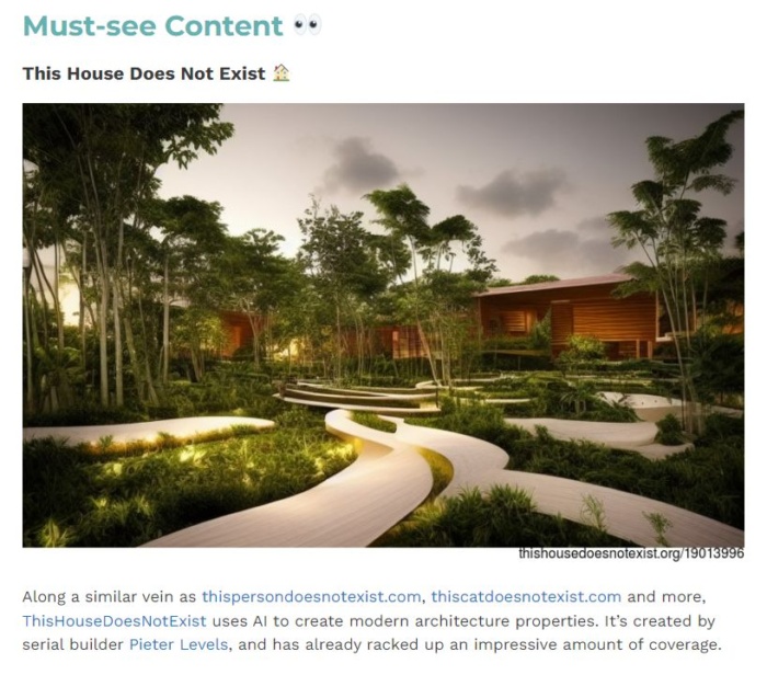 An example of curated content with the photo of a house. 