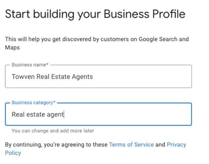 Building a business profile through Google. 