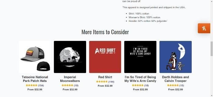 Screenshot of BustedTees' product page.