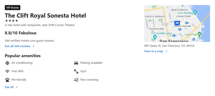 Product review for The Clift Royal Sonesta Hotel.