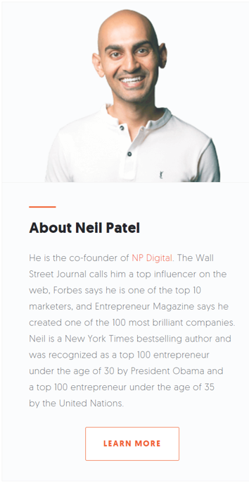 Image of Neil Patel and his bio.