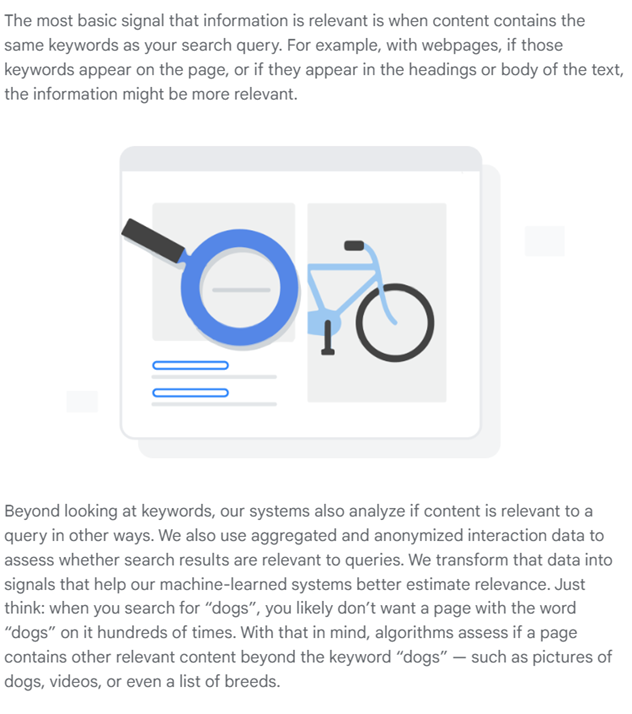 Google's t،ughts on what makes content relevant for the user.