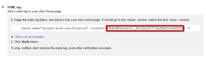 Screenshot of an HTML tag.