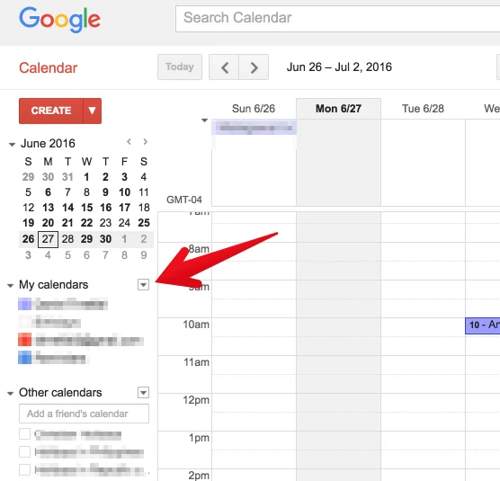 Screenshot of a Google calendar.