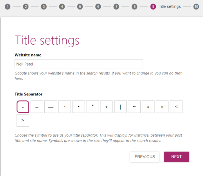 Screenshot of the ninth step on how to start a blog called "title settings."