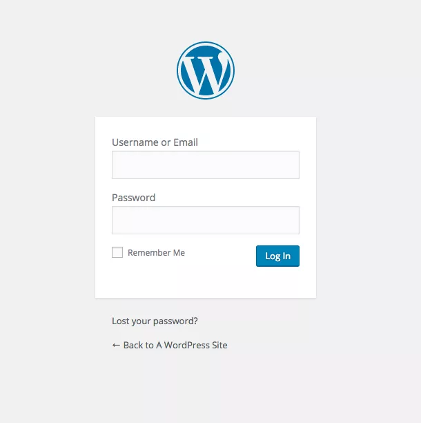 Screenshot of WordPress' login page.