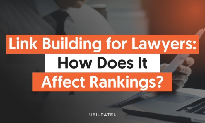 Graphic that says, "Link building for lawyers: how does it affect ranking?"