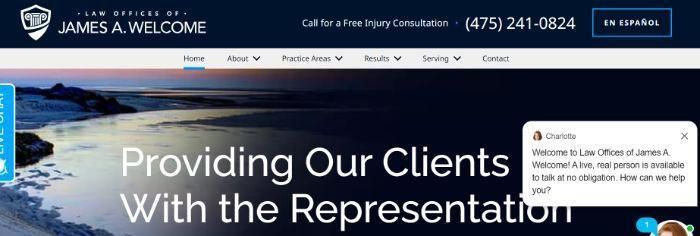 Screens،t of Law Offices of James A. Welcome's webpage. 