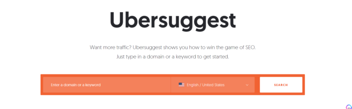 Screenshot of Ubsersuggest's webpage.