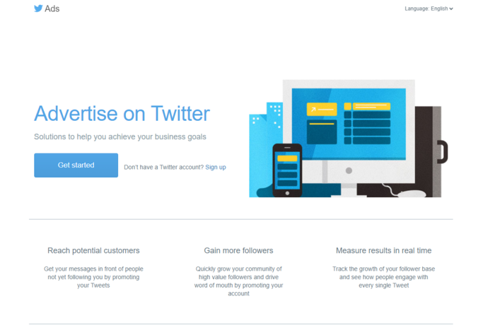 Screenshot of the Twitter Business webpage for social media tips.