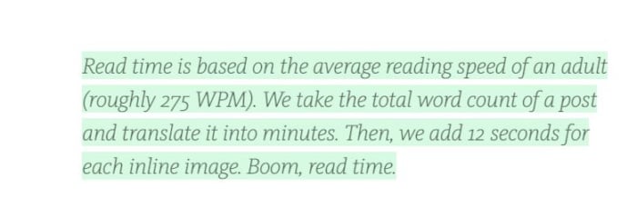 How read time is calculated. 
