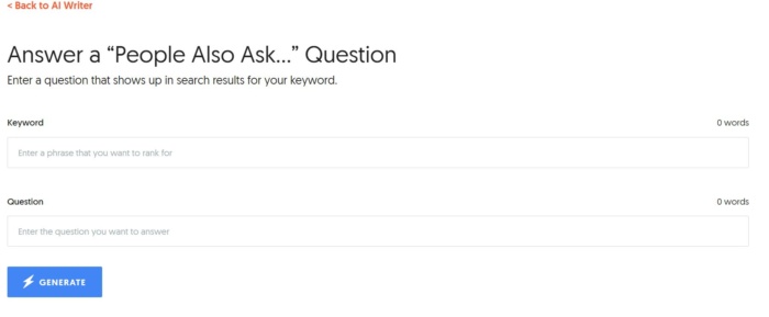 Ubersuggest's AI writer answering a "people also ask" question from google. 