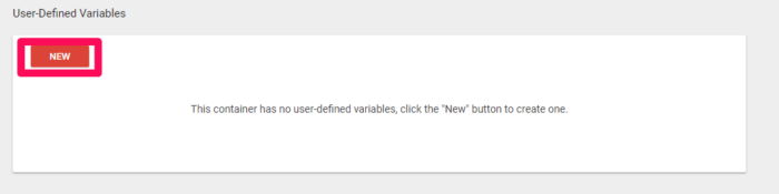 Seção de variáveis definidas pelo usuário no Google Tag Manager