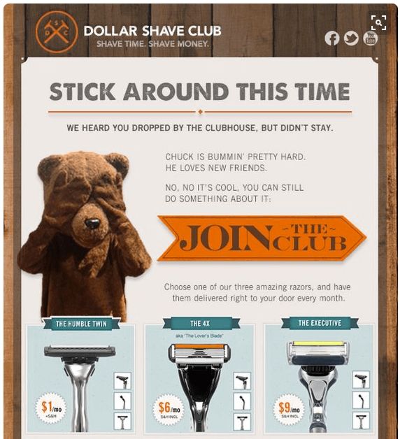 dollar shave club newsletter