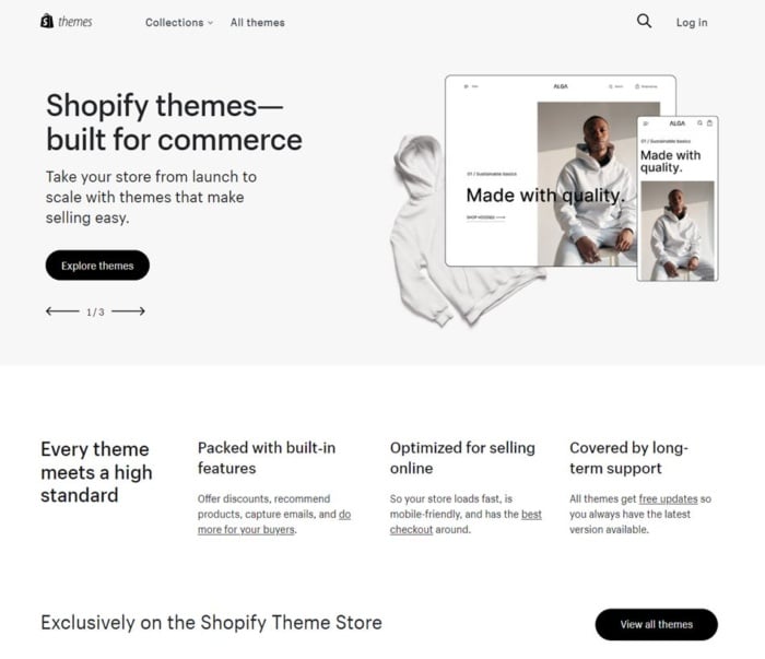 Choosing a theme for a shopify store. 