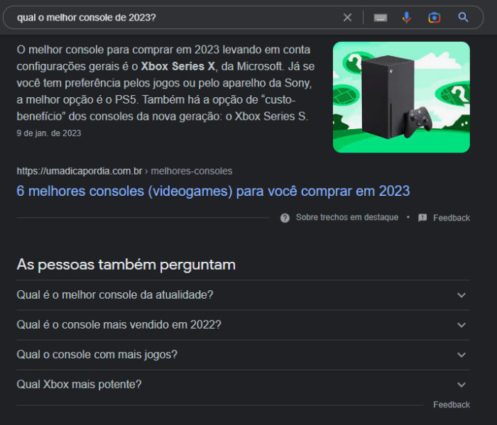 Exemplo do People Also Ask no Google