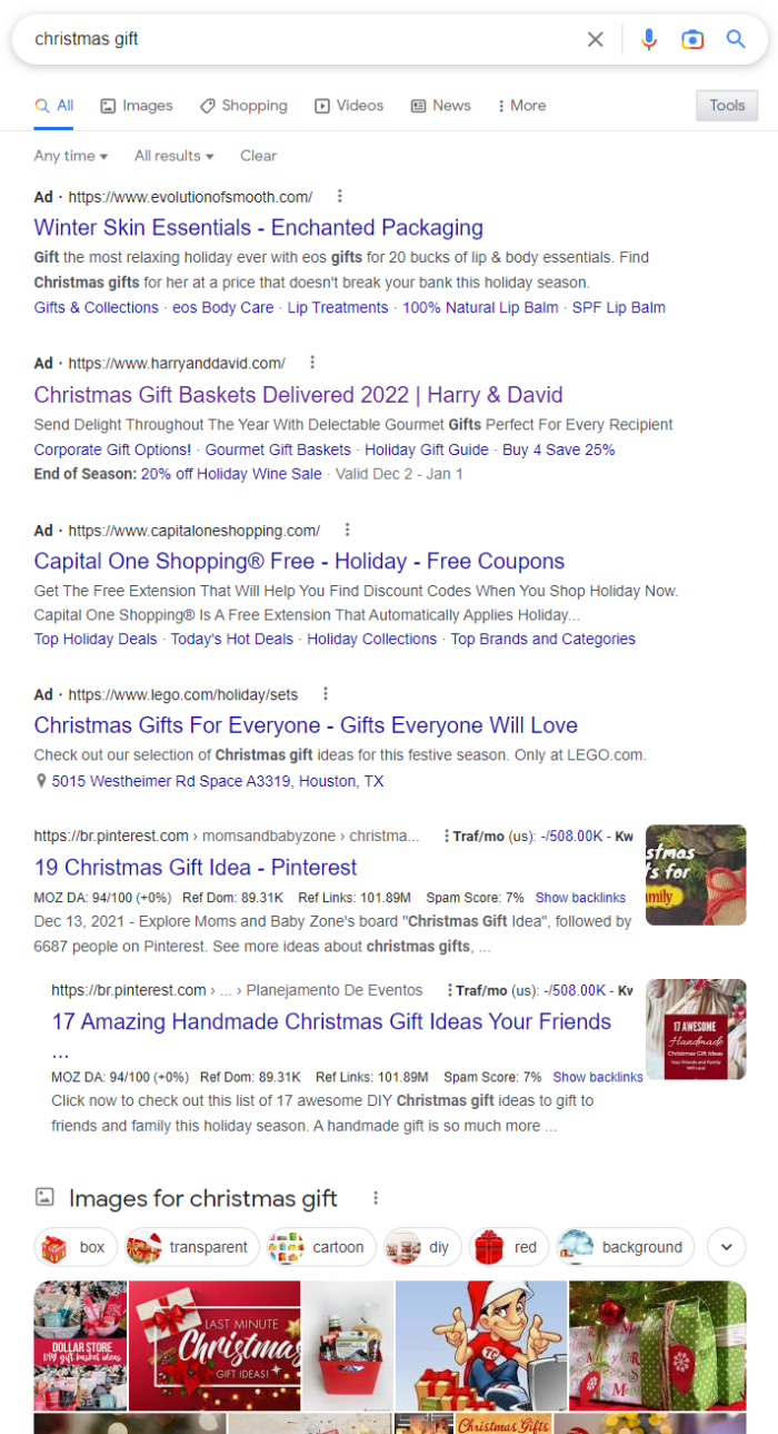 christmas gift search for seo marketing