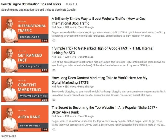search engine videos neil patel youtube for marketers 